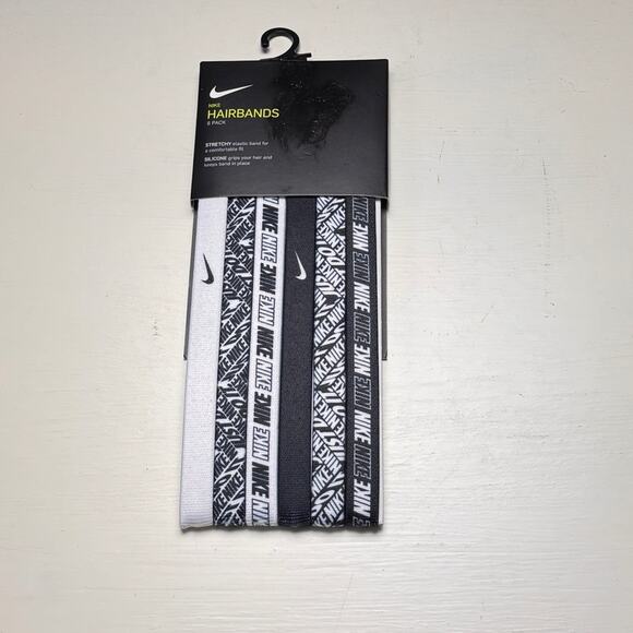 Nike  Six Pack Stretchy Athletic Sporty Black and White Headbands Set  NWT - Picture 1 of 8
